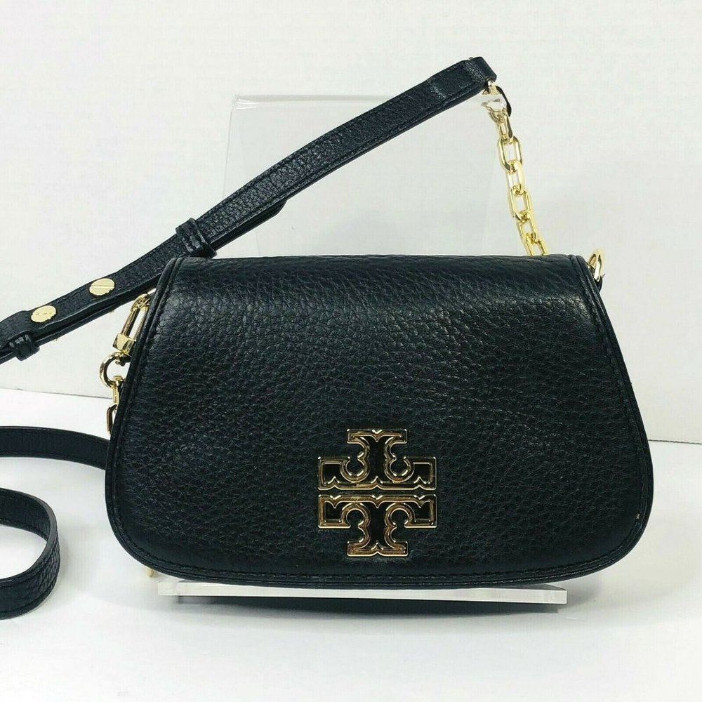 Tory Burch Mini Britten Pebbled Leather Crossbody